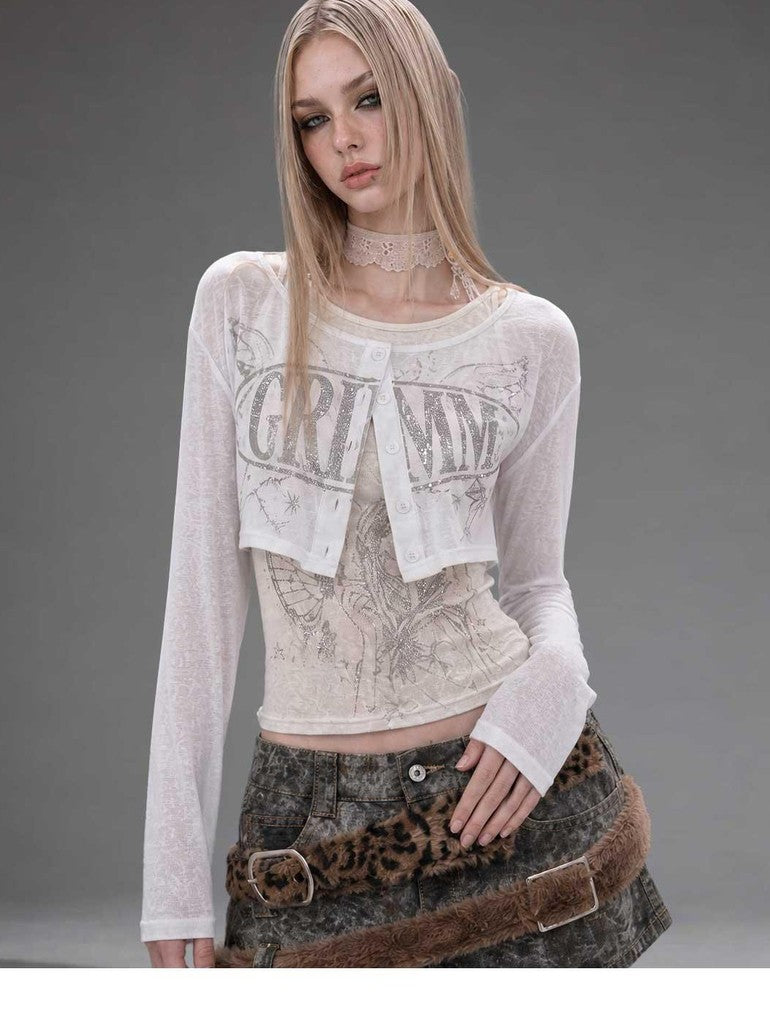 Emoha Silver Letter Print Slim Fit Lycra Women&