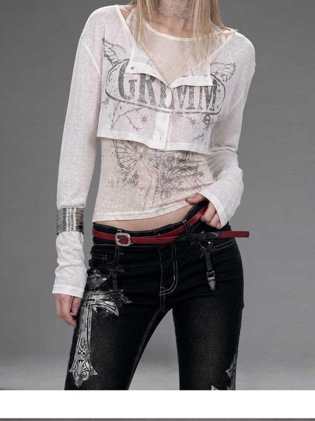 Emoha Silver Letter Print Slim Fit Lycra Women&