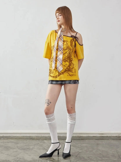 Emoha Unisex Anime Graphic Drop Shoulder Tee