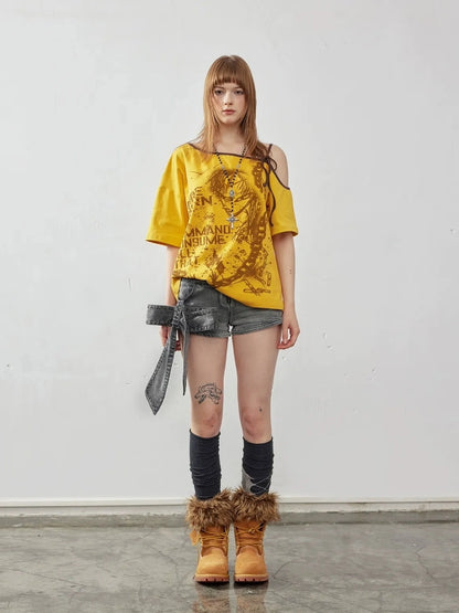 Emoha Unisex Anime Graphic Drop Shoulder Tee