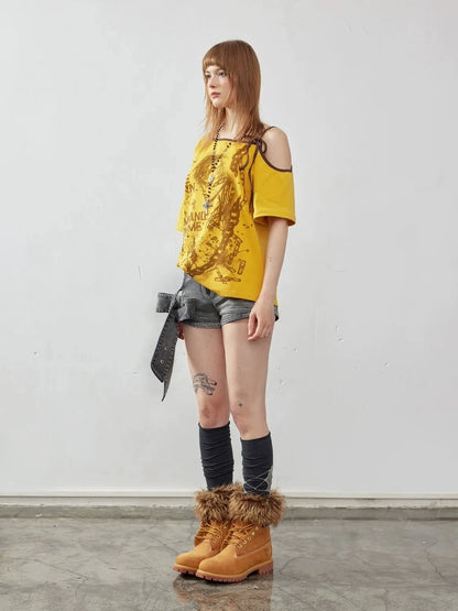 Emoha Unisex Anime Graphic Drop Shoulder Tee