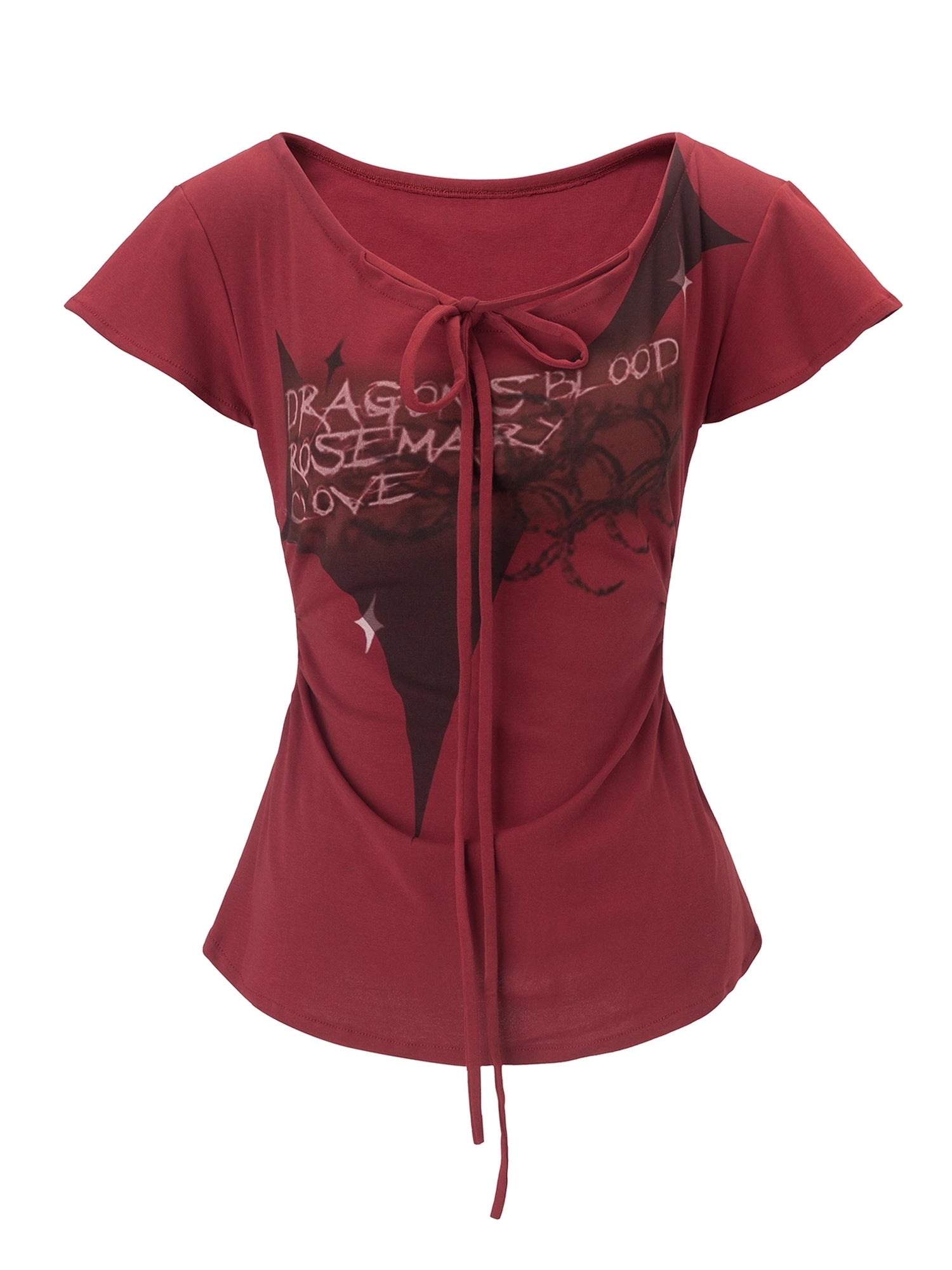 Emoha_Unisex_Gothic_Print_Red_Flutter_Sleeve_V-neck_T-shirt_Long_Sleeve_MISSTT