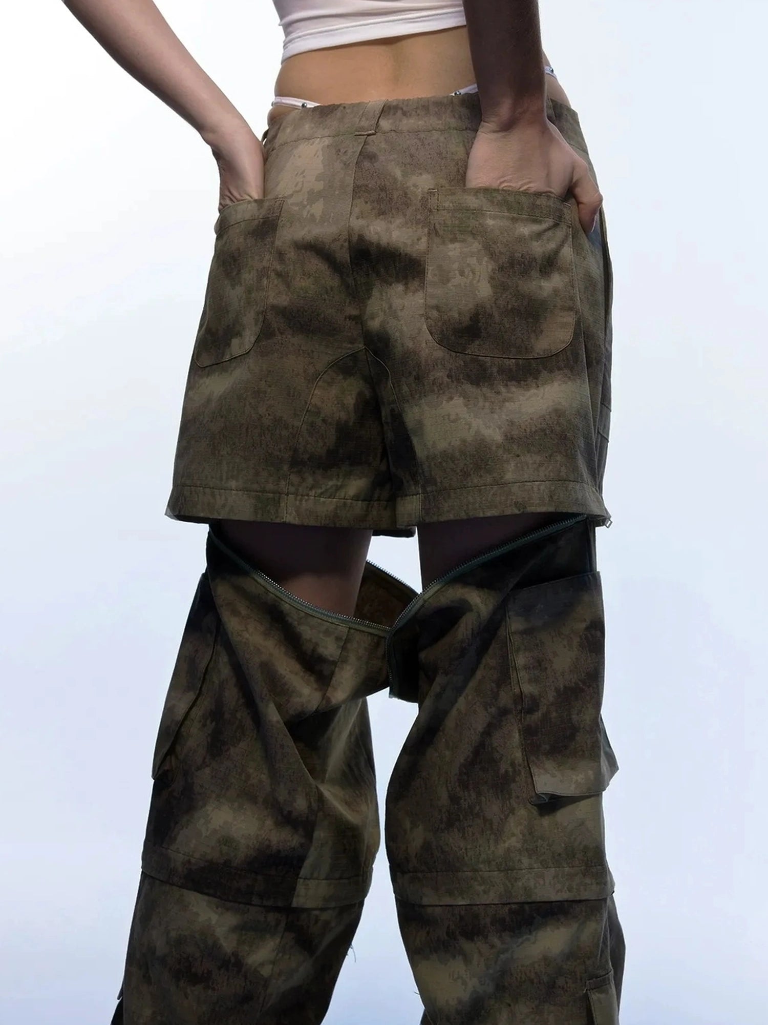 Emoha Vintage Camouflage Flare Cargo Jeans