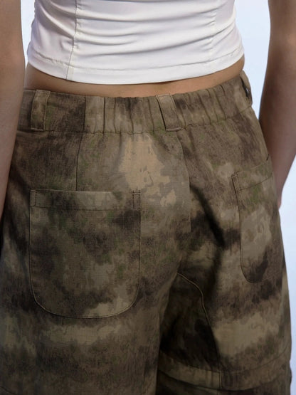 Emoha Vintage Camouflage Flare Cargo Jeans