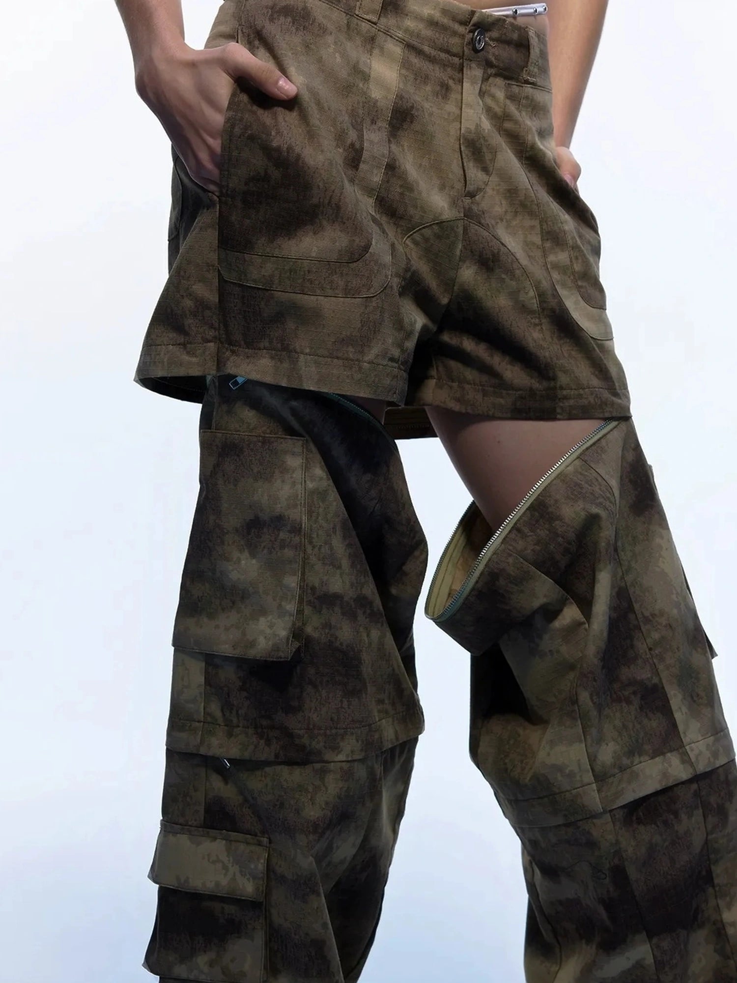 Emoha Vintage Camouflage Flare Cargo Jeans