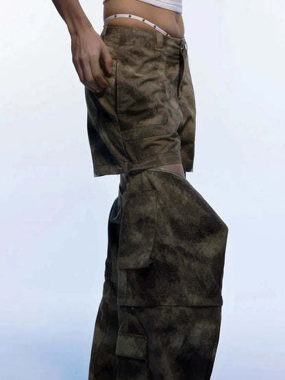 Emoha Vintage Camouflage Flare Cargo Jeans