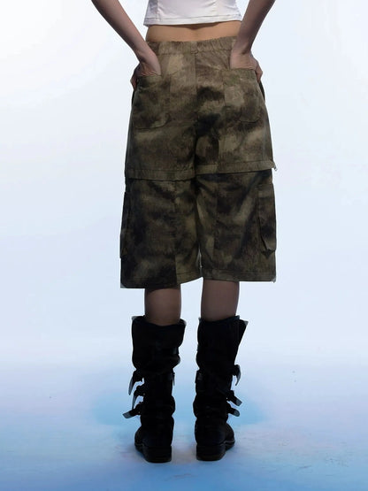Emoha Vintage Camouflage Flare Cargo Jeans