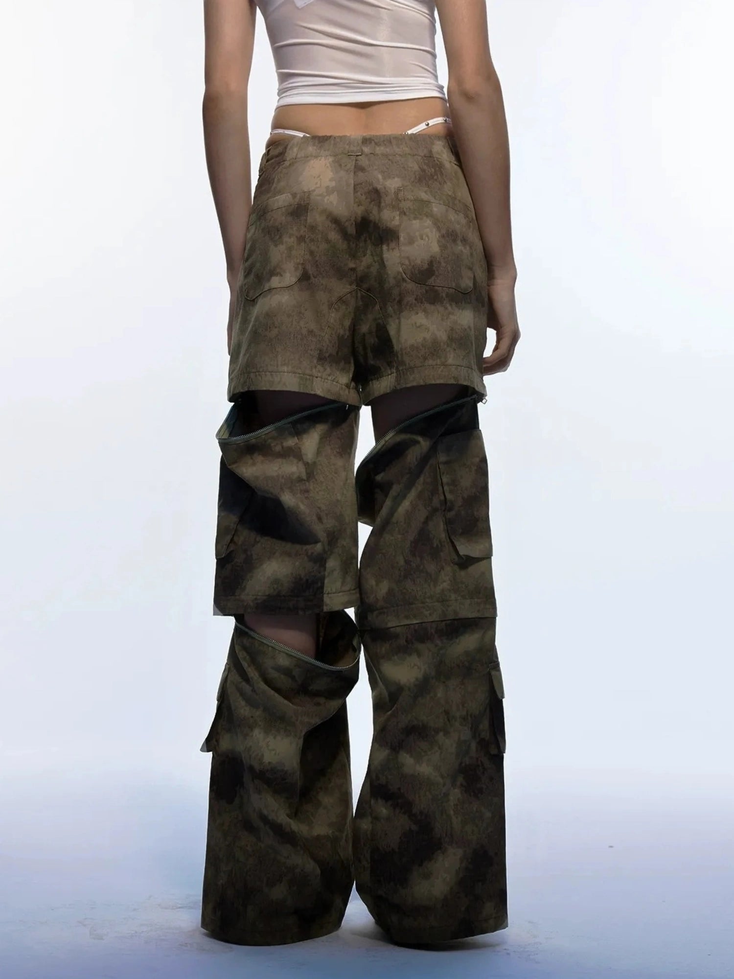 Emoha Vintage Camouflage Flare Cargo Jeans