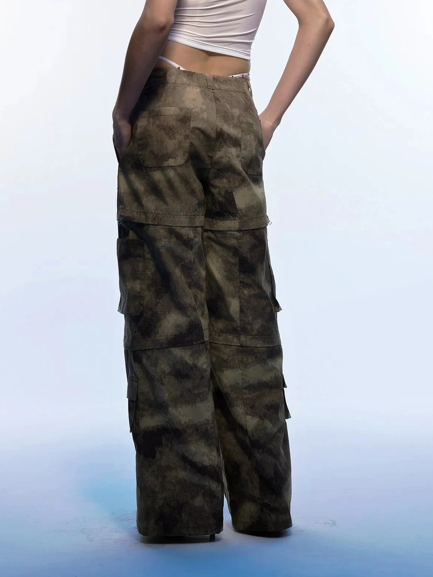 Emoha Vintage Camouflage Flare Cargo Jeans