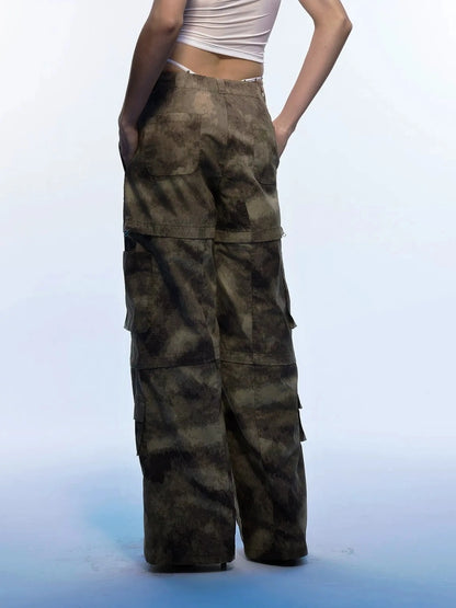 Emoha Vintage Camouflage Flare Cargo Jeans