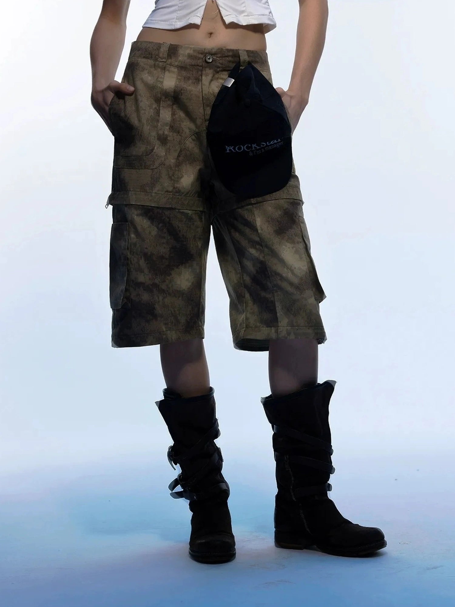 Emoha Vintage Camouflage Flare Cargo Jeans