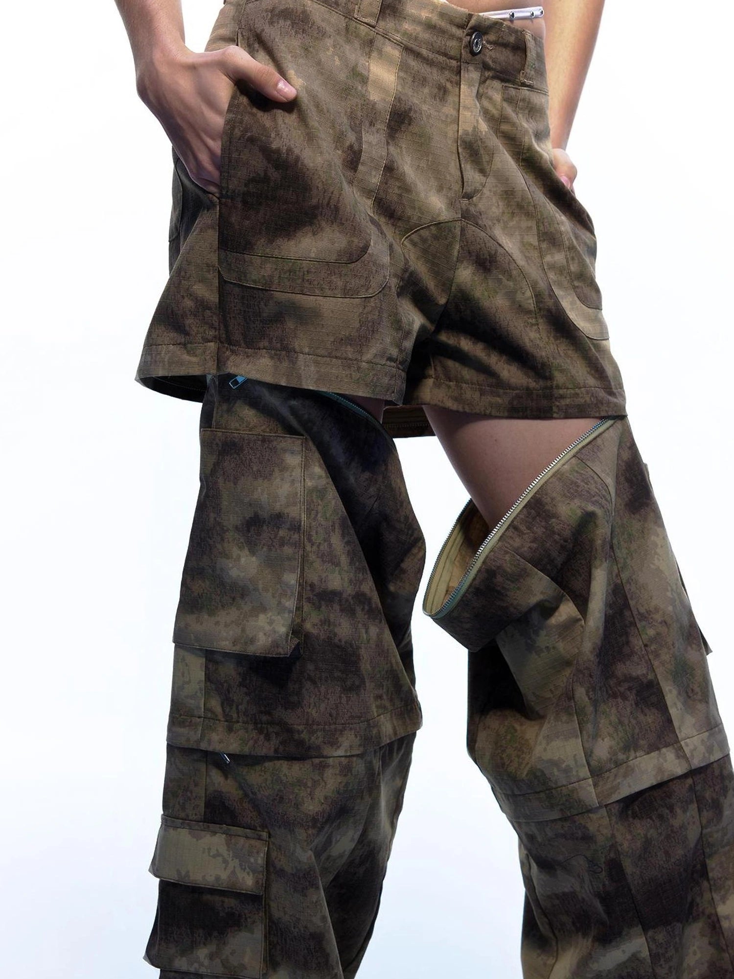 Emoha Vintage Camouflage Flare Cargo Jeans
