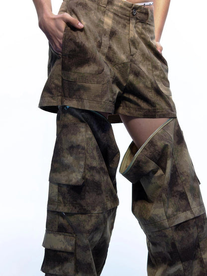 Emoha Vintage Camouflage Flare Cargo Jeans