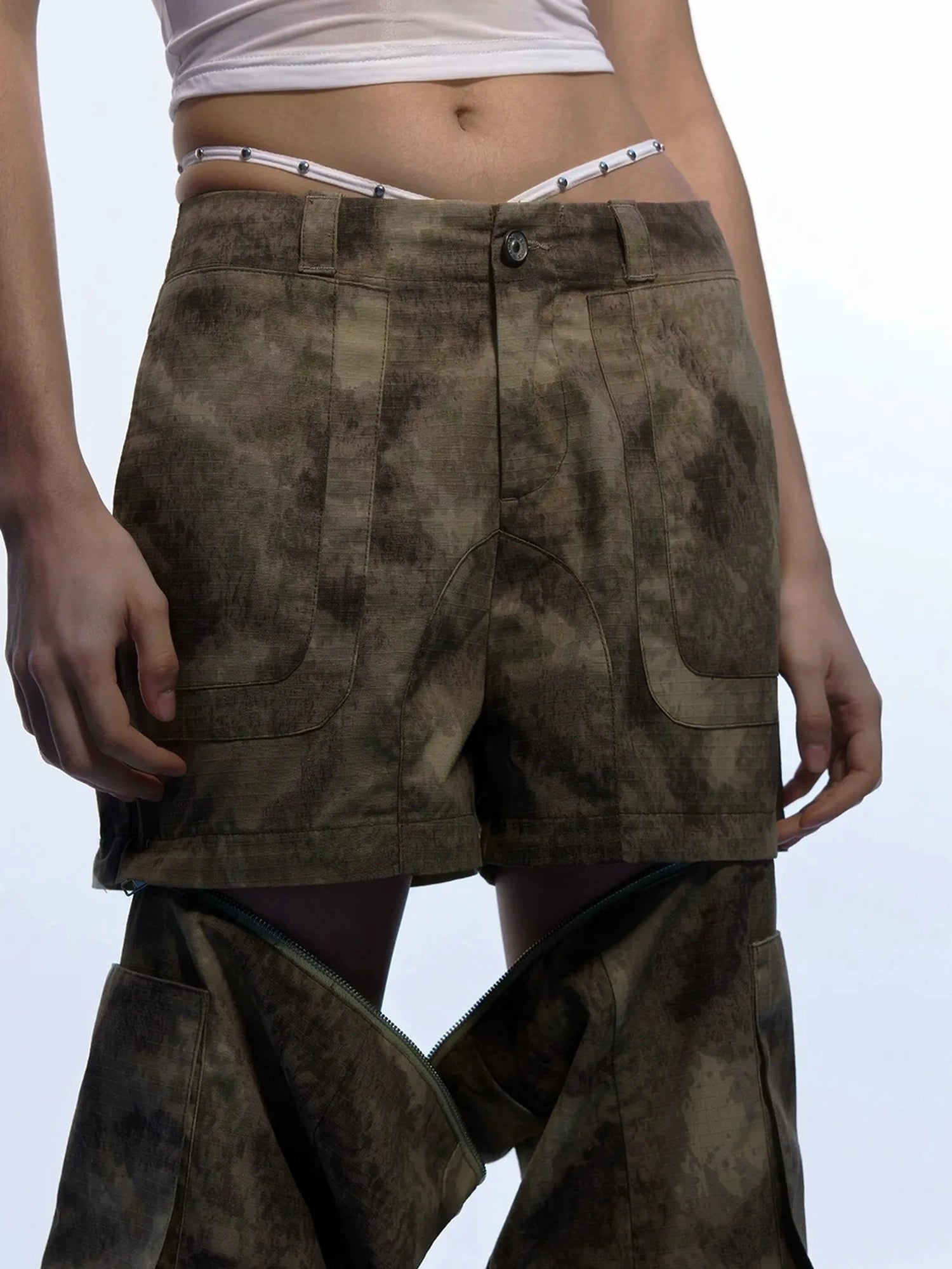 Emoha Vintage Camouflage Flare Cargo Jeans