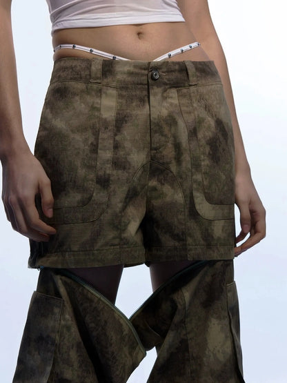 Emoha Vintage Camouflage Flare Cargo Jeans