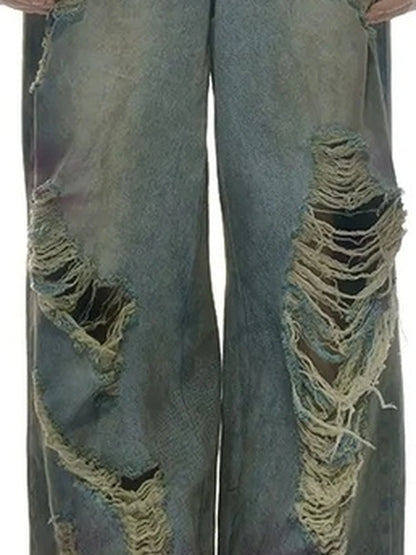 Emoha Vintage Grunge Distressed Ripped Baggy Jeans