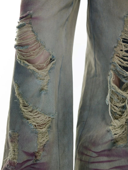 Emoha Vintage Grunge Distressed Ripped Baggy Jeans