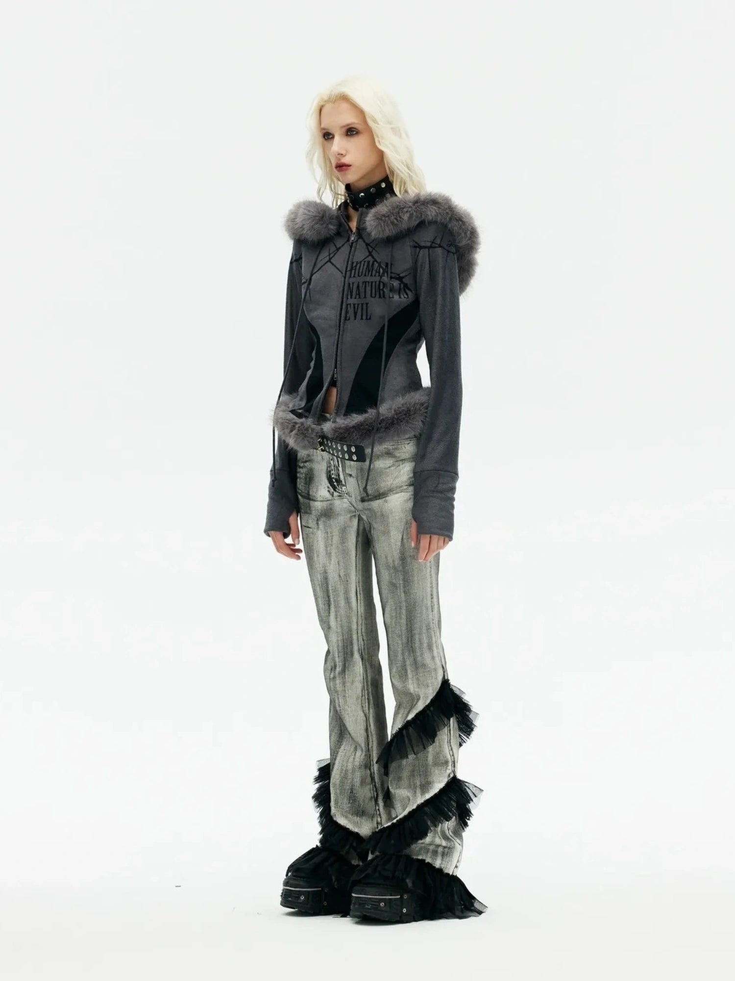 Emoha Vintage Lace Punk Denim