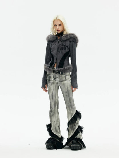 Emoha Vintage Lace Punk Denim