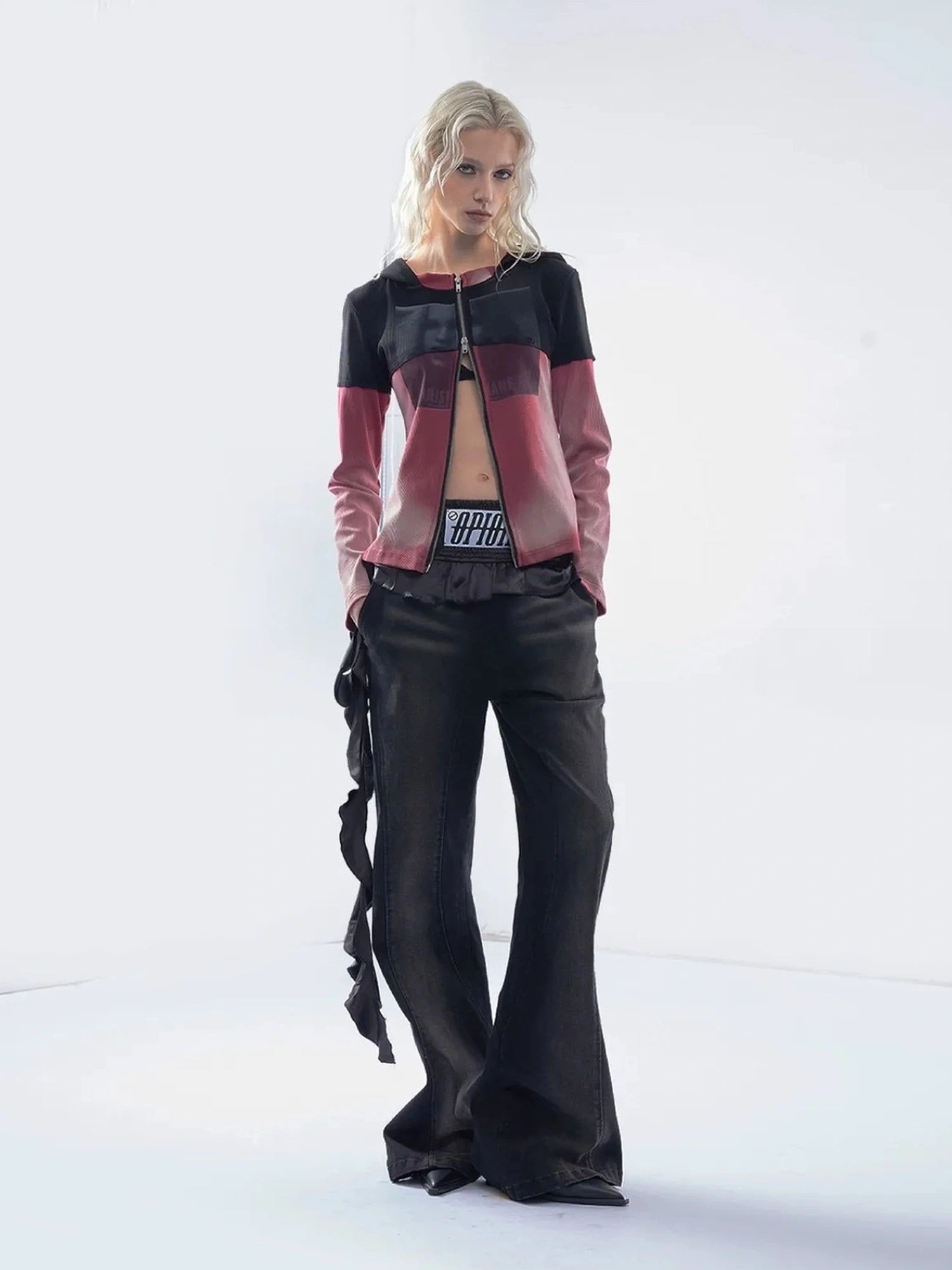 Emoha Vintage Washed Wide Leg Patchwork Denim Pants