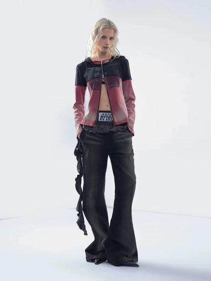 Emoha Vintage Washed Wide Leg Patchwork Denim Pants