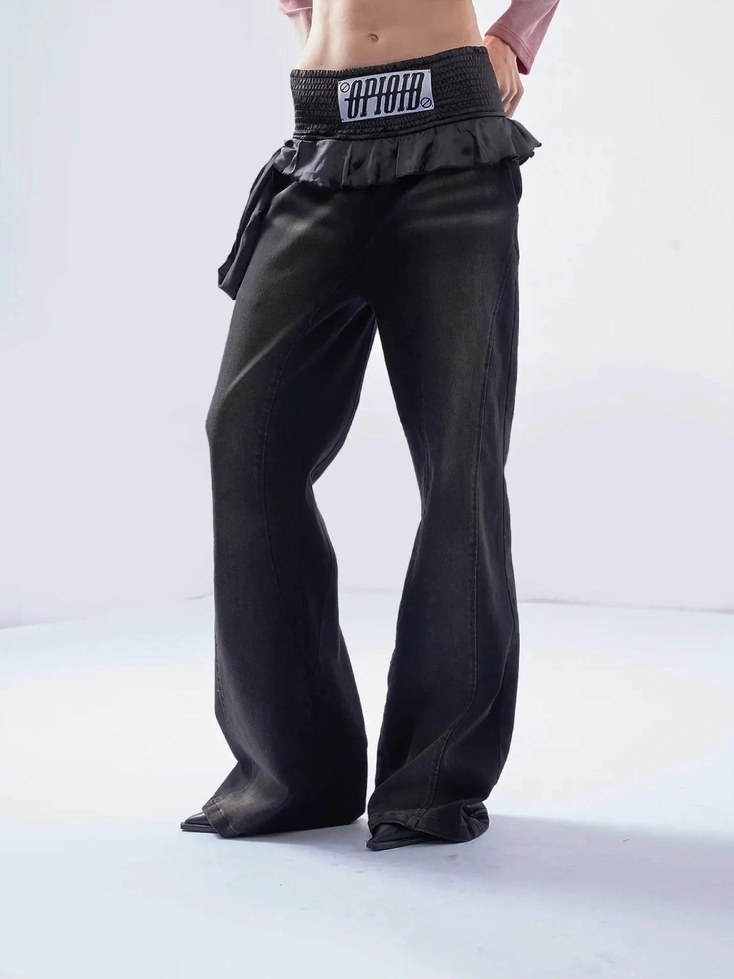 Emoha Vintage Washed Wide Leg Patchwork Denim Pants