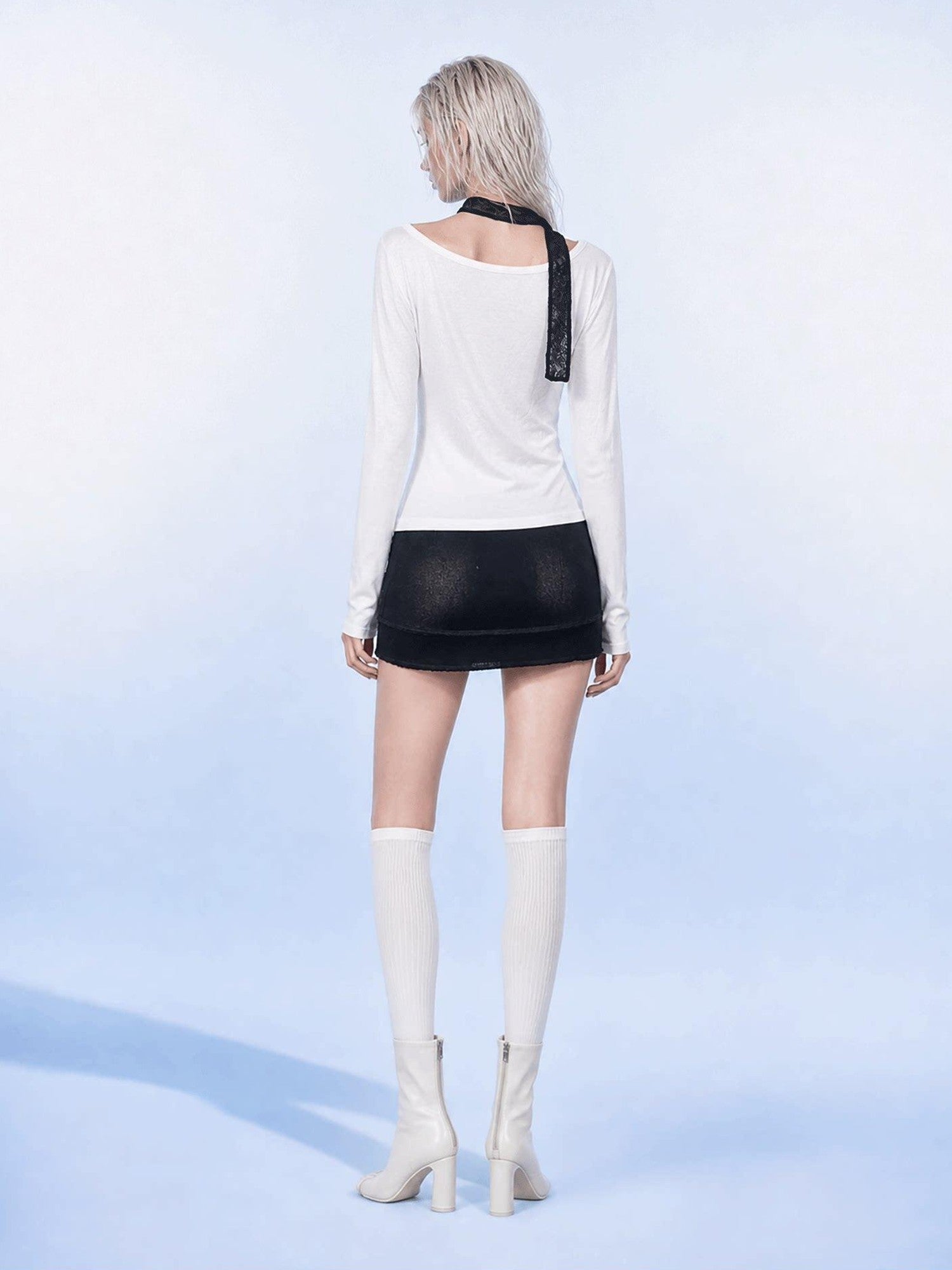 Emoha White One Shoulder Studded Gothic Print Women&