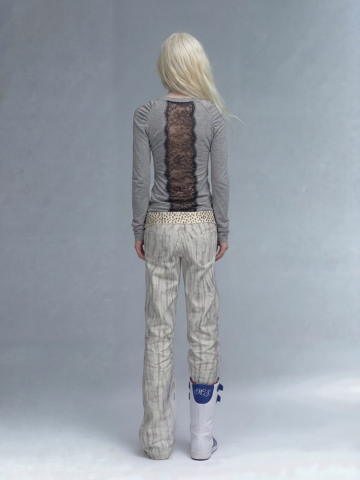 Emoha White Punk Music Character Print Low Waist Women&
