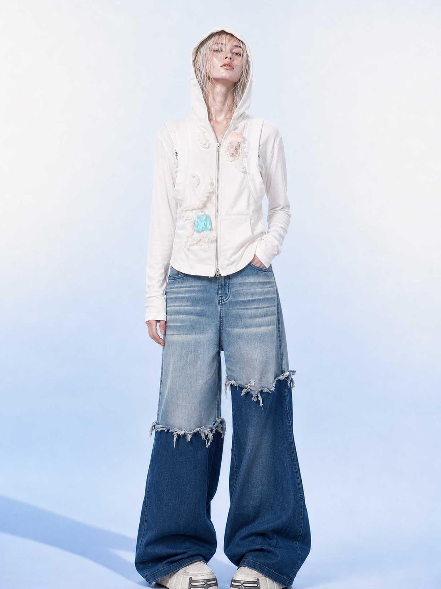 Emoha White Stand Collar Zipper Cropped Slim Sleeveless Women&