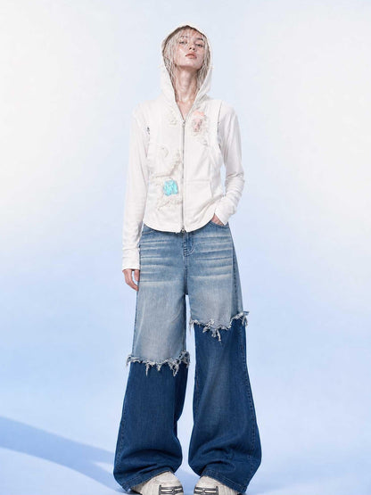Emoha White Stand Collar Zipper Cropped Slim Sleeveless Women&