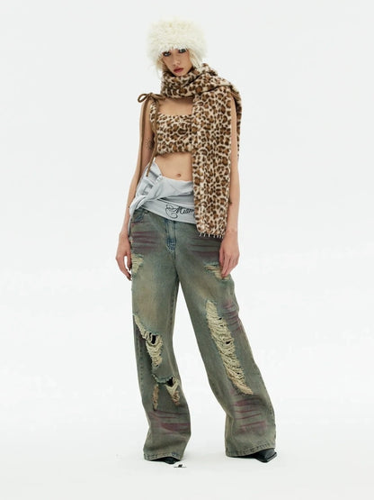 Emoha Winter Wilderness Embroidered Leopard Print Vest