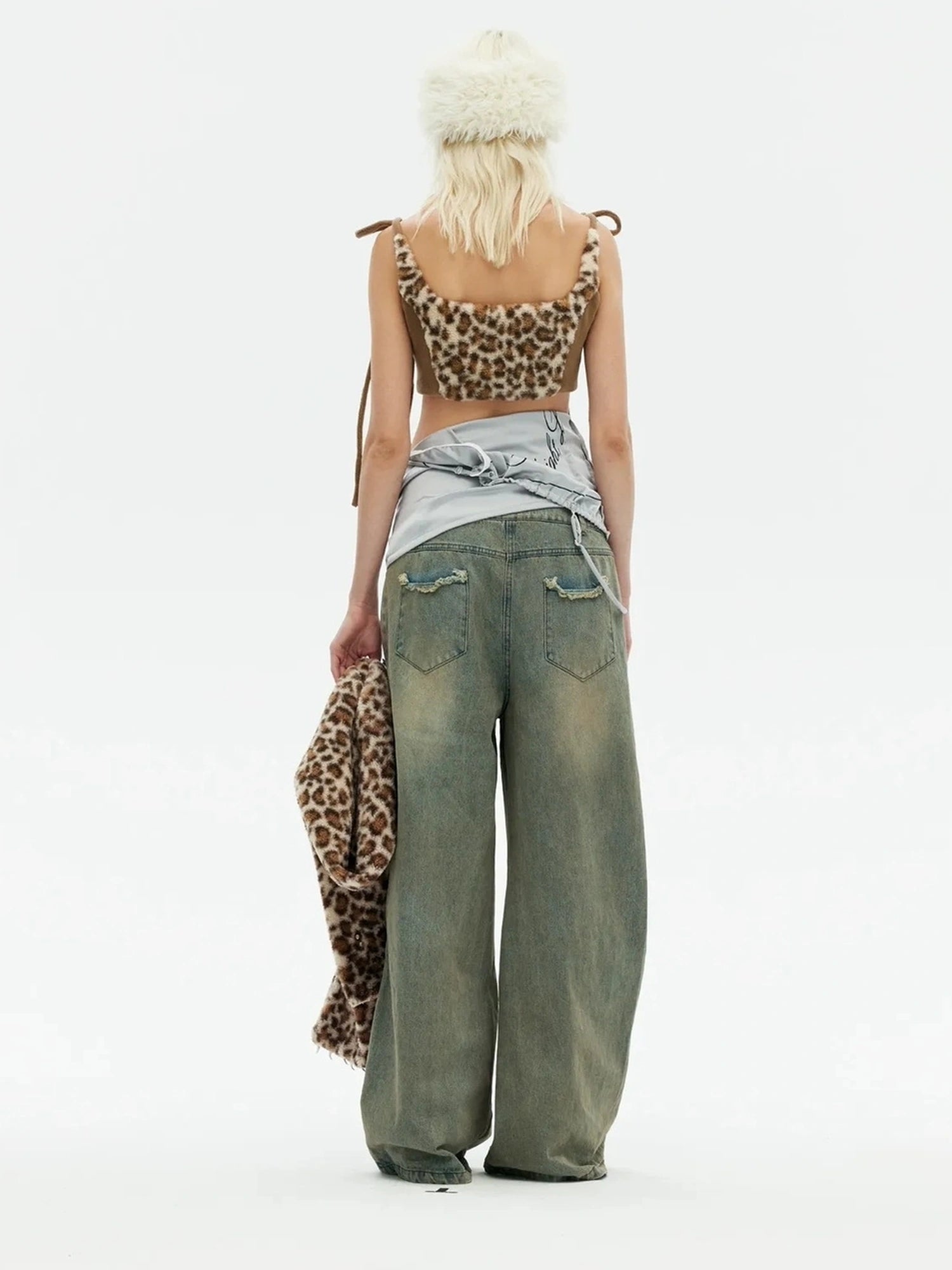Emoha Winter Wilderness Embroidered Leopard Print Vest