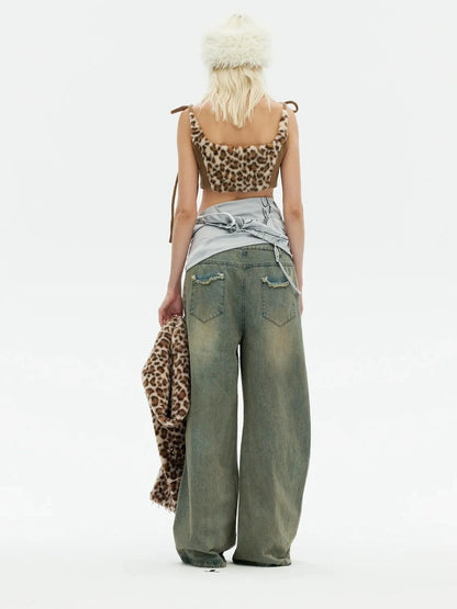 Emoha Winter Wilderness Embroidered Leopard Print Vest