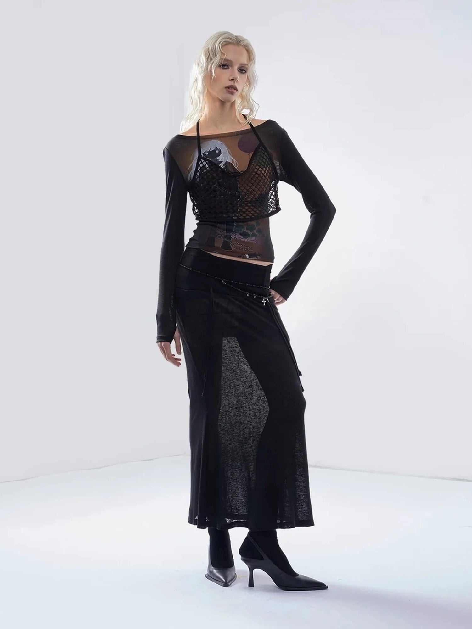 Emoha Y2K Floral Print Fish Tail Skirt
