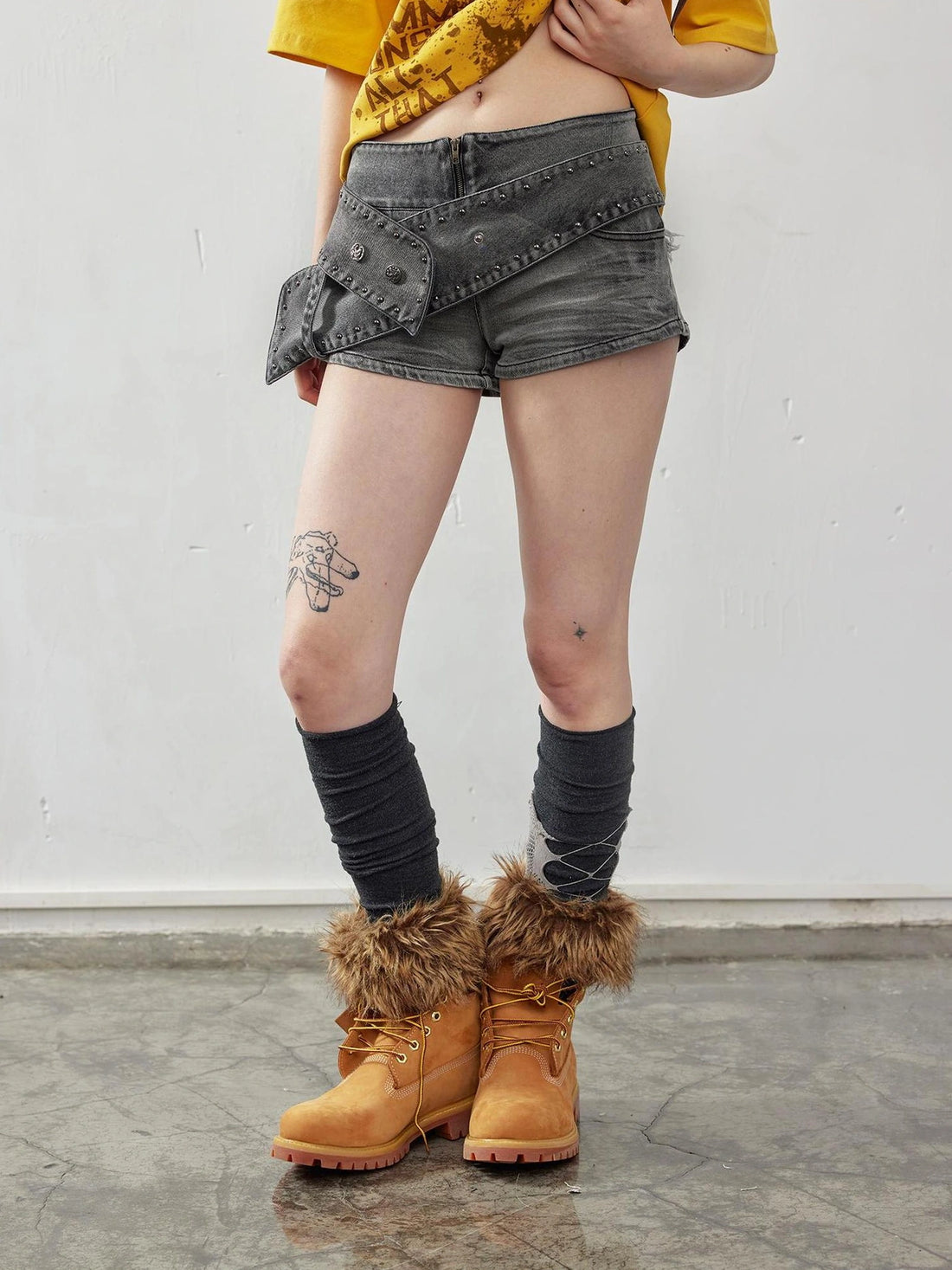 Emoha Y2K Ripped Denim Shorts With Cat Whiskers