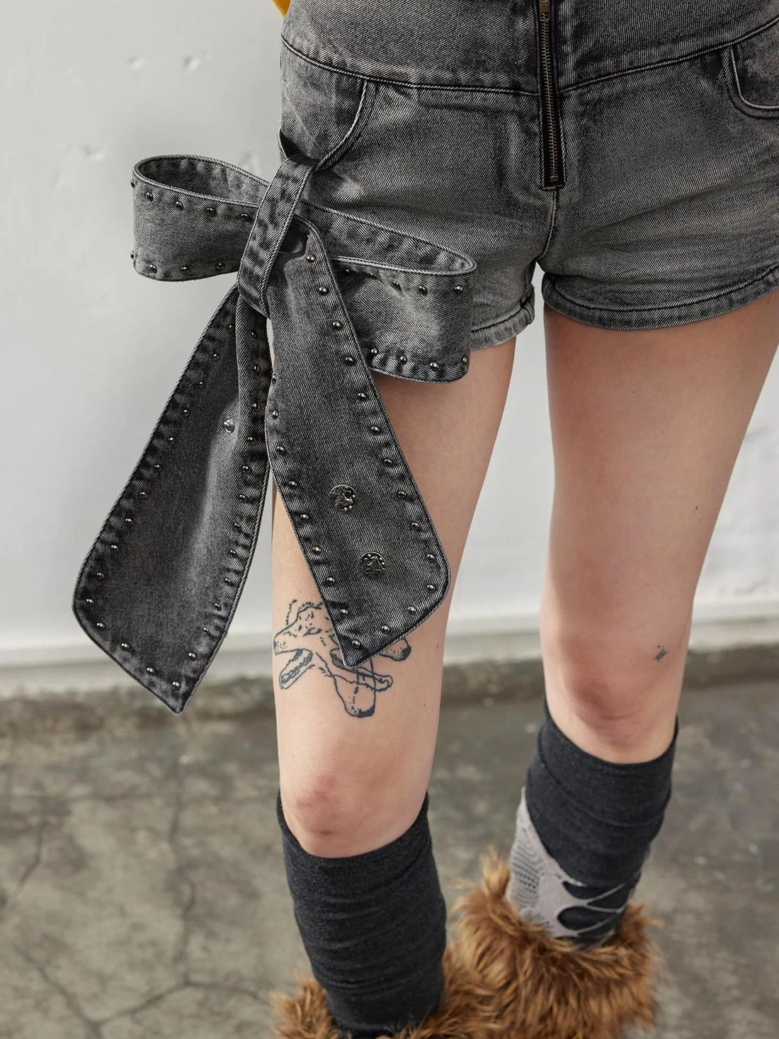 Emoha Y2K Ripped Denim Shorts With Cat Whiskers