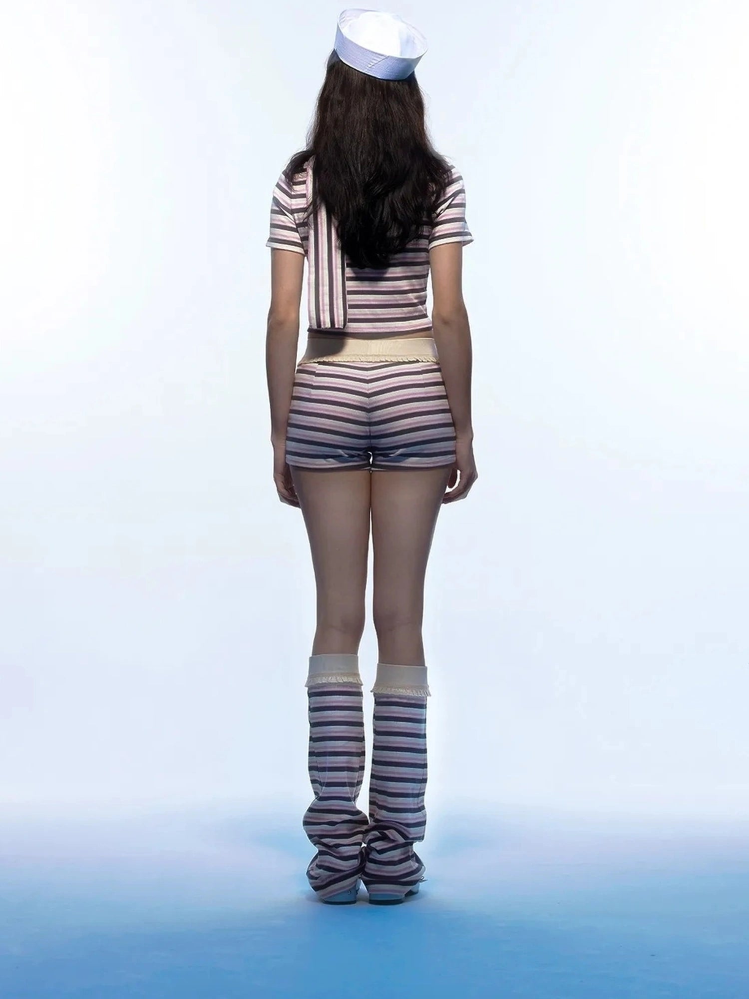 Emoha Y2k Pink Stripe Stretch Bow Cami Pants Set