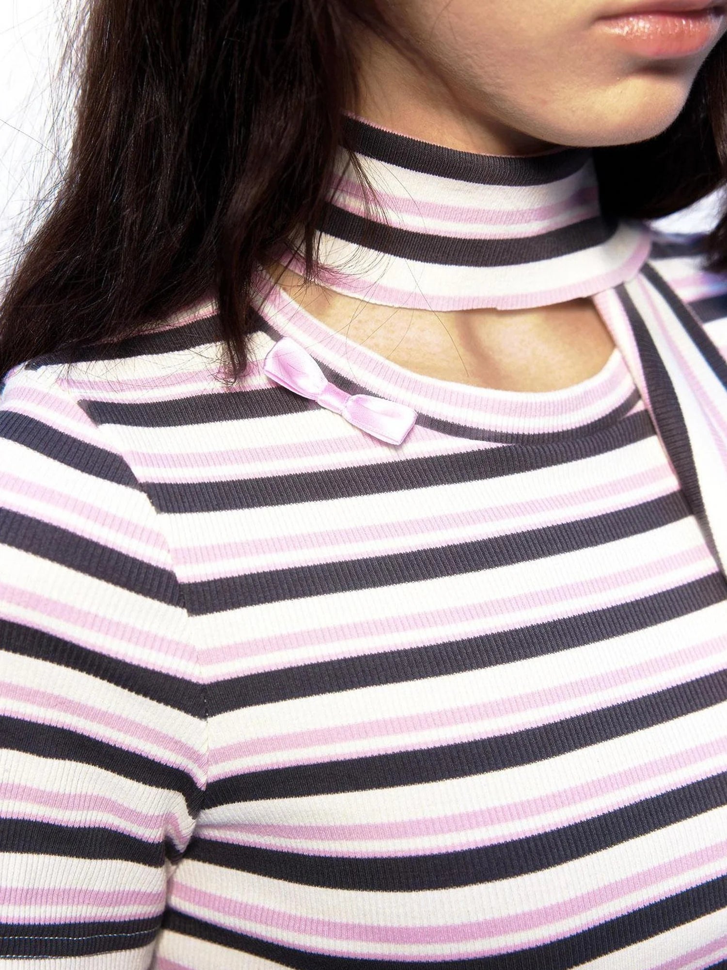 Emoha Y2k Pink Stripe Stretch Bow Cami Pants Set