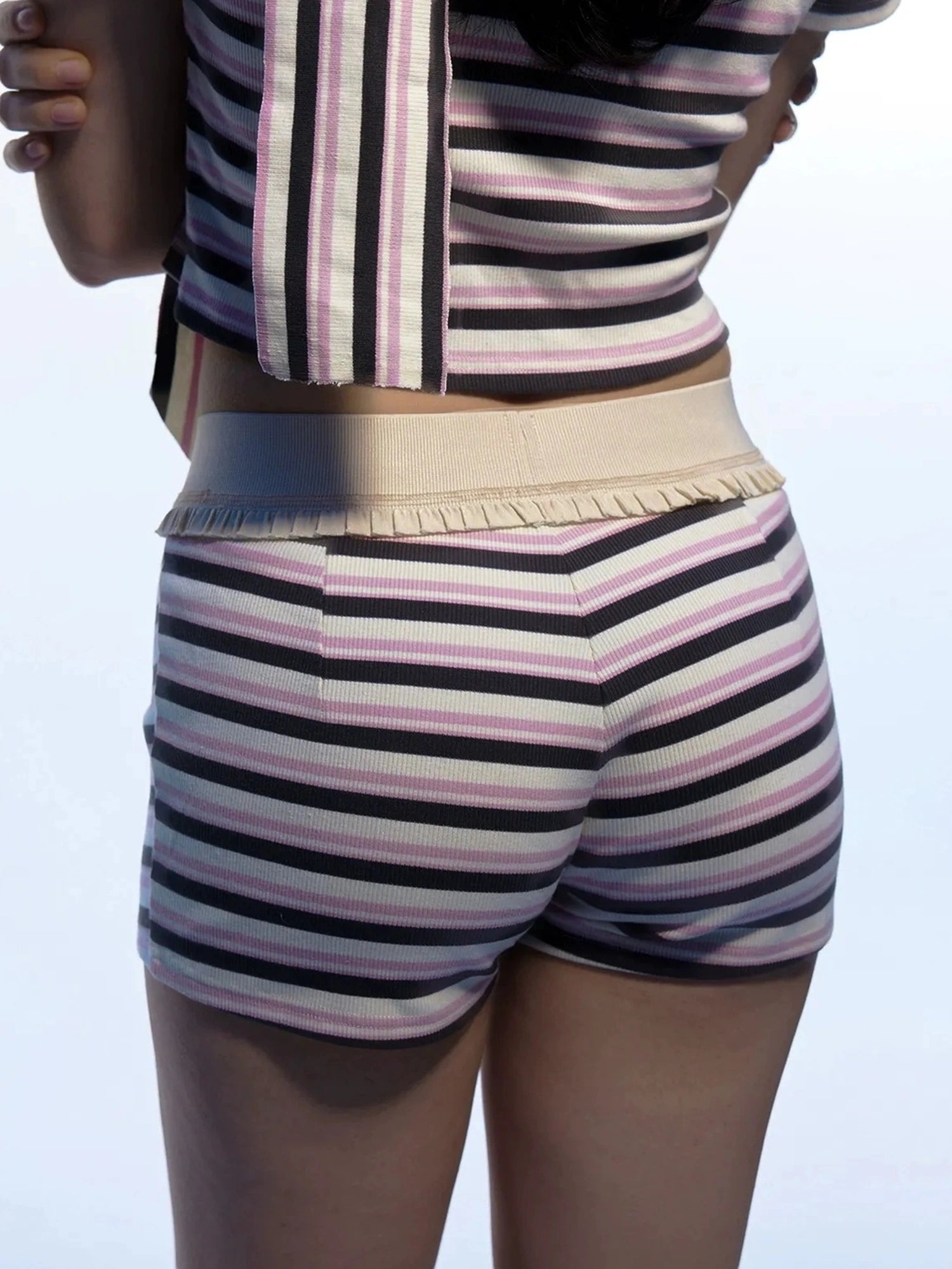 Emoha Y2k Pink Stripe Stretch Bow Cami Pants Set