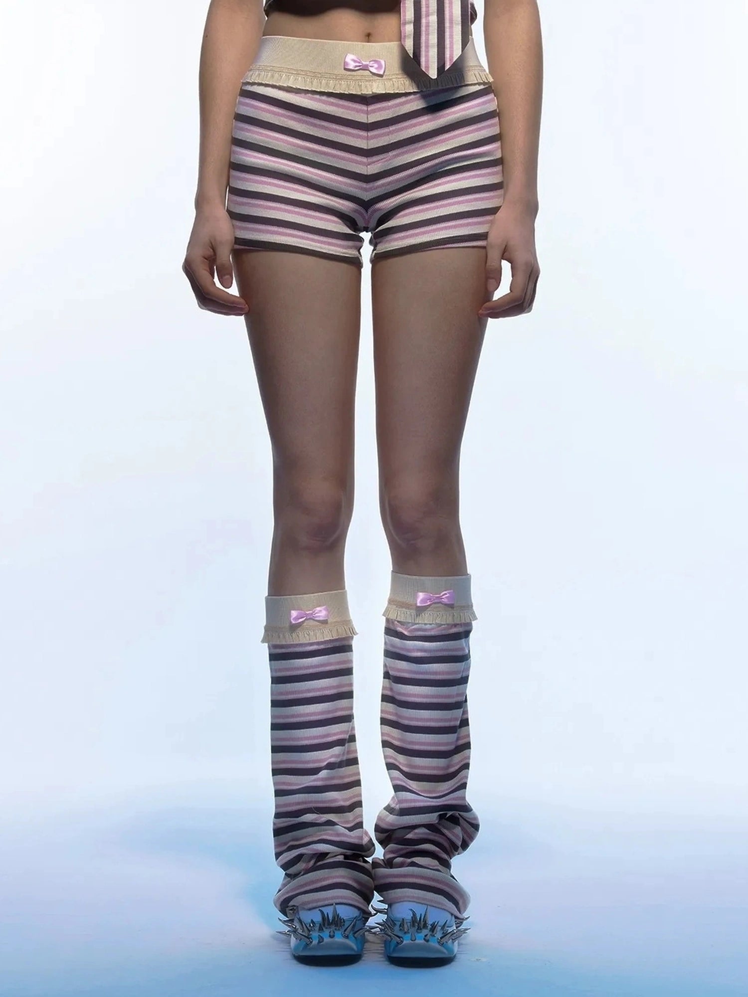 Emoha Y2k Pink Stripe Stretch Bow Cami Pants Set