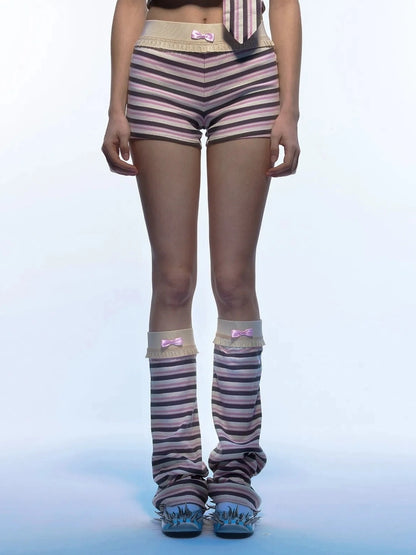 Emoha Y2k Pink Stripe Stretch Bow Cami Pants Set