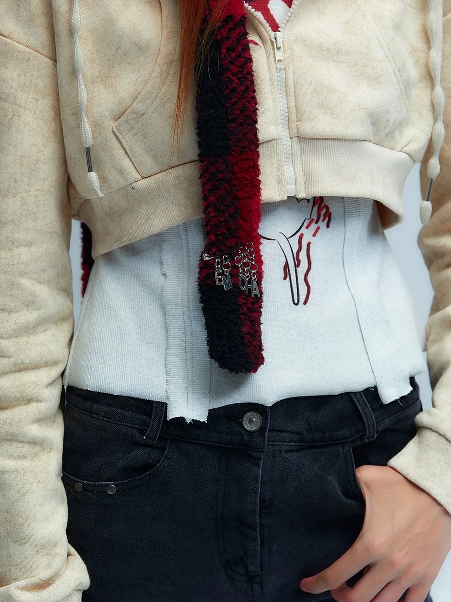 Emoha Y2k Plaid Punk Kitty Winter Scarf