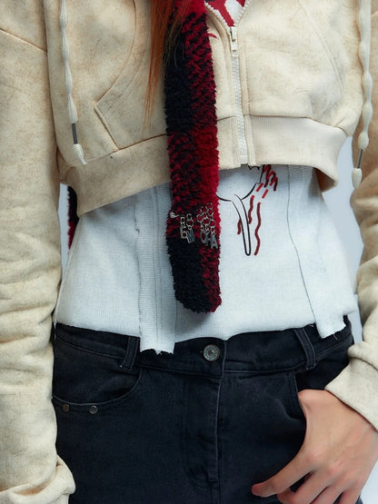 Emoha Y2k Plaid Punk Kitty Winter Scarf