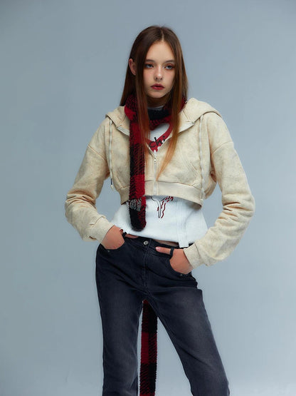 Emoha Y2k Plaid Punk Kitty Winter Scarf
