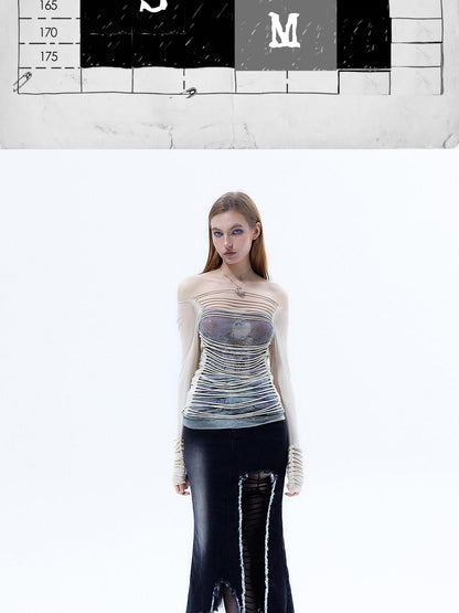 Emoha Y2k Retro Striped 3d Embellished Slim Fit Women&
