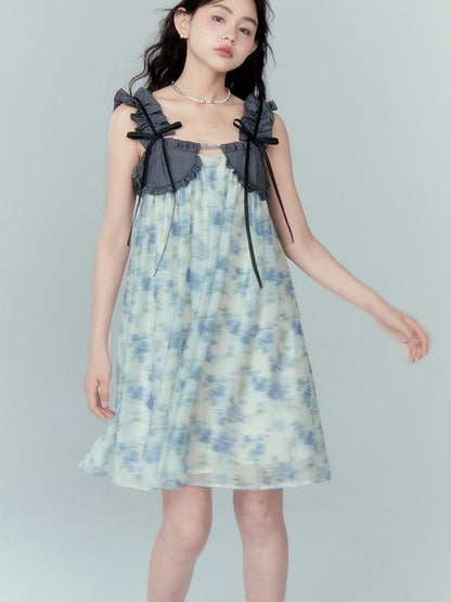 DIDDI MODA Ethereal Floral A Line Sundress With Ruffled Hem
