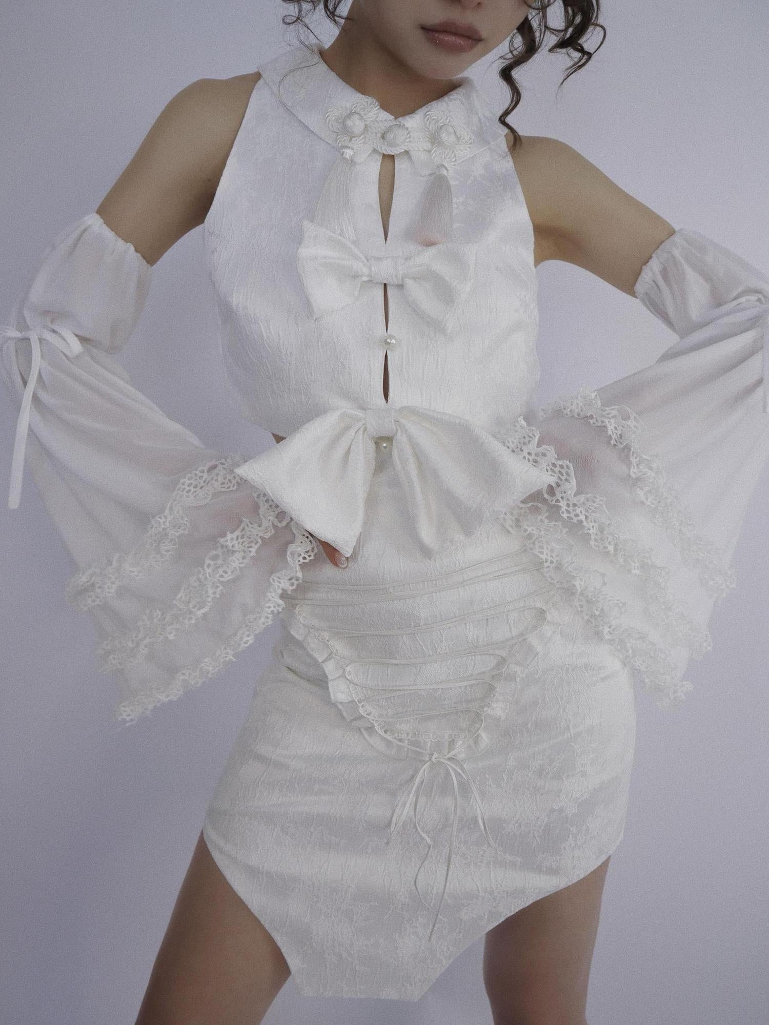 WSW WUSHENWU Ethereal White Detachable Cheongsam