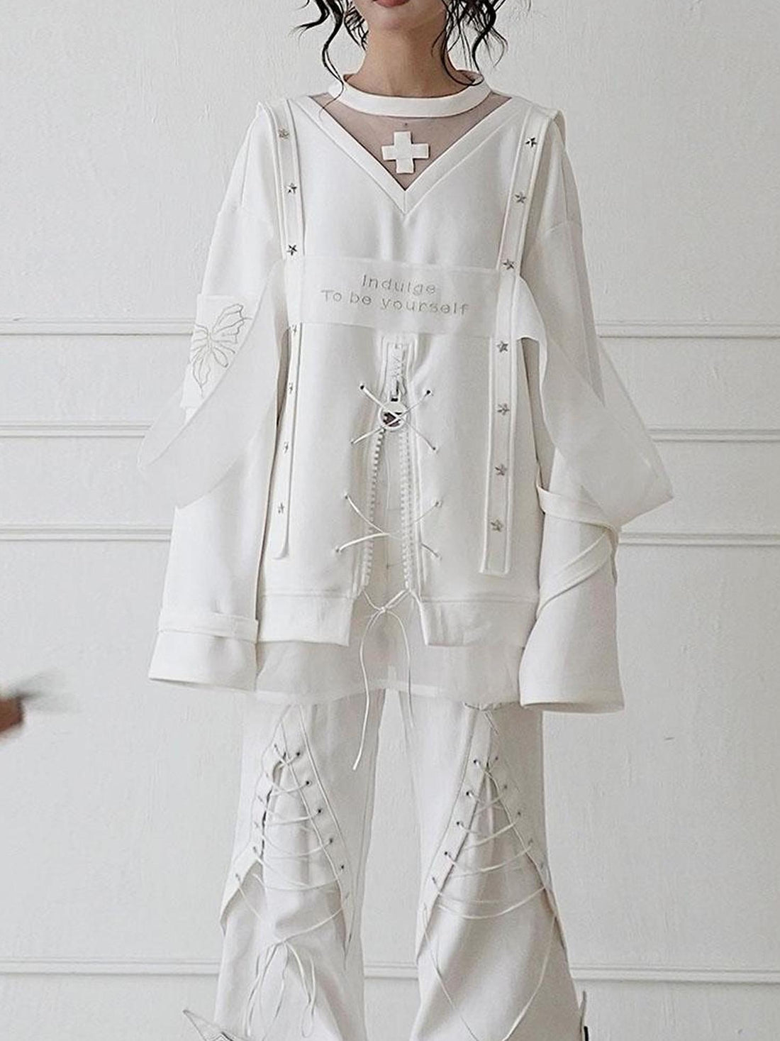 WSW WUSHENWU Ethereal White Embroidered Sportswear