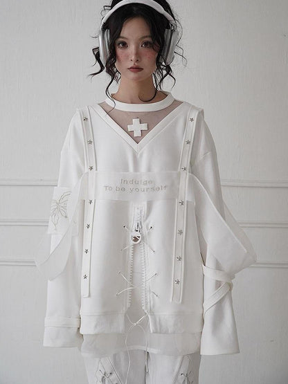 WSW WUSHENWU Ethereal White Embroidered Sportswear