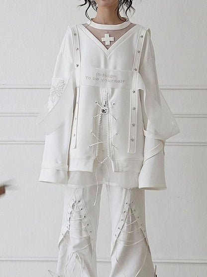 WSW WUSHENWU Ethereal White Embroidered Sportswear